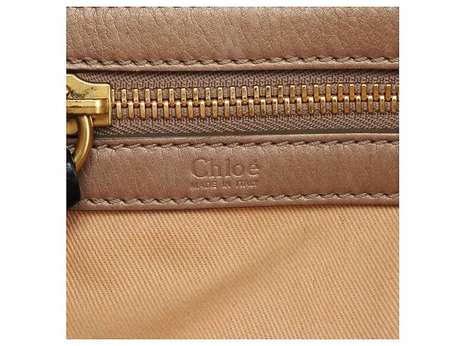 Chloé Borsa Tote Bay in pelle beige - vista 14