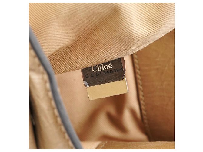 Chloé Borsa Tote Bay in pelle beige - vista 16