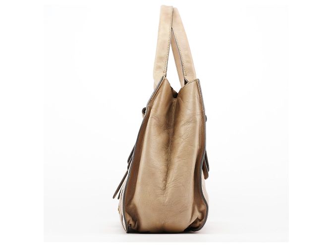 Chloé Borsa Tote Bay in pelle beige - vista 2