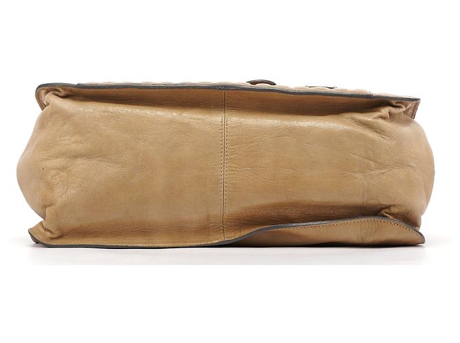 Chloé Borsa Tote Bay in pelle beige - vista 5