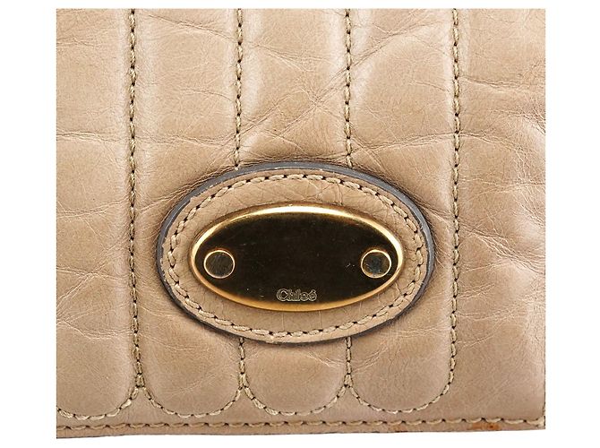 Chloé Borsa Tote Bay in pelle beige - vista 6