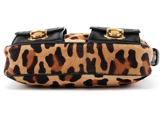 Marc Jacobs Borsa a tracolla con tasca in pelo di vitello stampa leopardata - vista 5