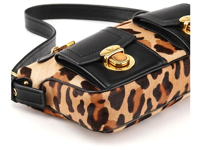 Marc Jacobs Borsa a tracolla con tasca in pelo di vitello stampa leopardata - vista 7
