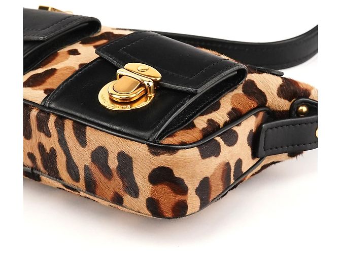 Marc Jacobs Borsa a tracolla con tasca in pelo di vitello stampa leopardata - vista 8