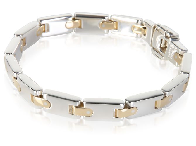 Bracciale a maglie piatte vintage Tiffany & Co. in oro giallo e argento sterling - vista 3