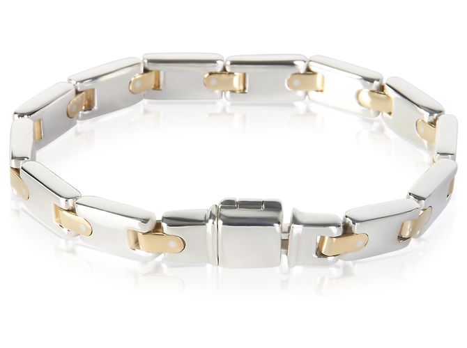 Bracciale a maglie piatte vintage Tiffany & Co. in oro giallo e argento sterling - vista 4