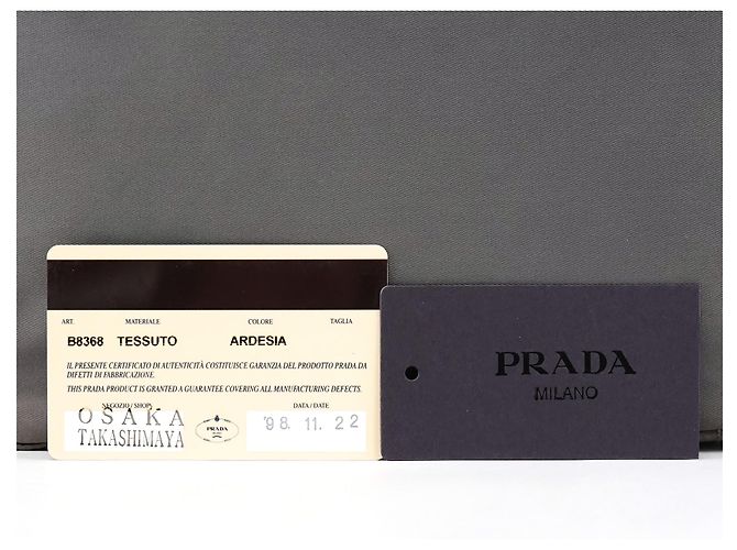Prada Borsa Tote B8368 in nylon grigio con manici in plastica - vista 10