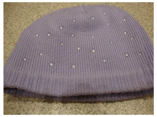 Autre Marque Cappello a cuffia in lana lilla con strass - vista 4