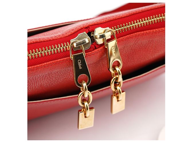 Chloé Borsa a tracolla in pelle rossa con catena - vista 10