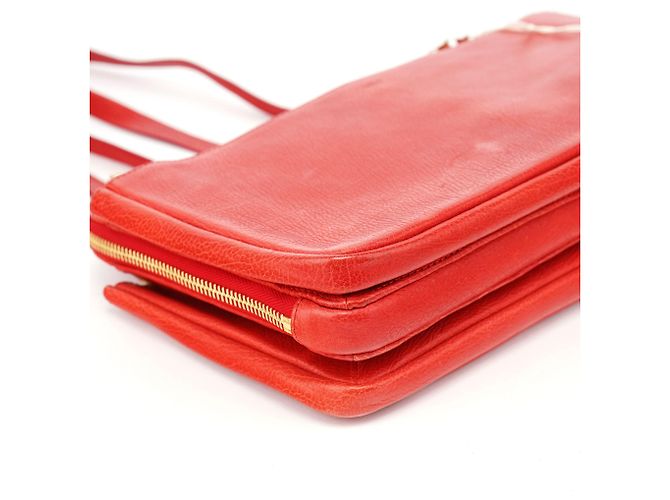 Chloé Borsa a tracolla in pelle rossa con catena - vista 11
