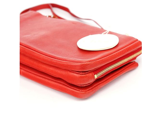 Chloé Borsa a tracolla in pelle rossa con catena - vista 12