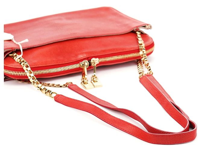 Chloé Borsa a tracolla in pelle rossa con catena - vista 13