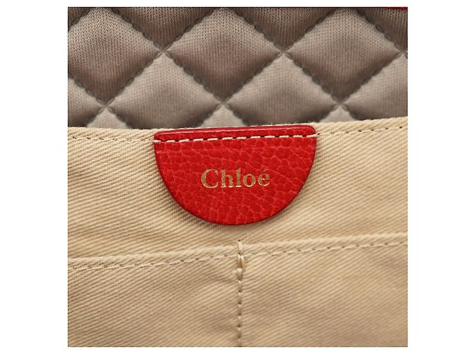 Chloé Borsa a tracolla in pelle rossa con catena - vista 15