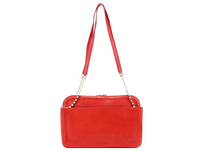Chloé Borsa a tracolla in pelle rossa con catena - vista 3