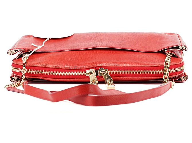 Chloé Borsa a tracolla in pelle rossa con catena - vista 4