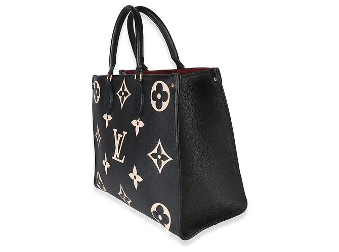 Louis Vuitton Black Beige Bicolor Giant Monogram Empreinte Onthego MM - vista 3