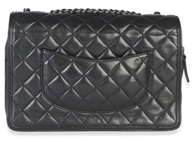 Borsa Chanel Large Citizen Zip Flap in pelle di agnello matelassé nera - vista 2