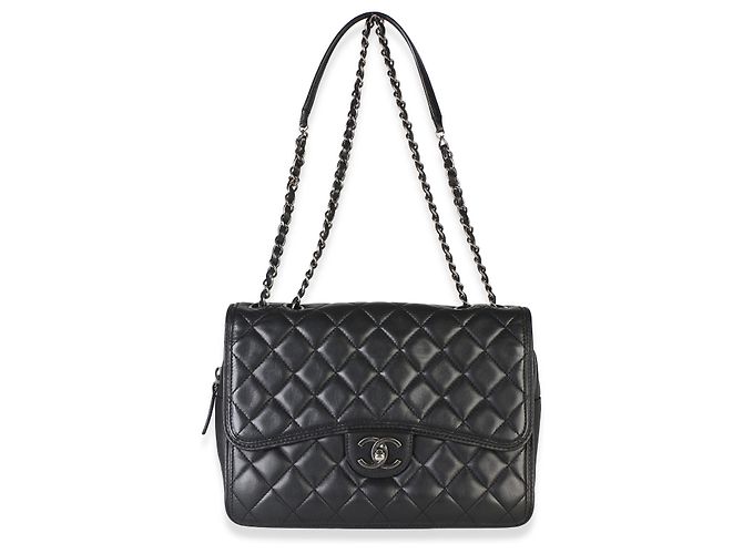 Borsa Chanel Large Citizen Zip Flap in pelle di agnello matelassé nera - vista 5