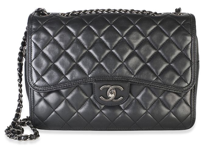 Borsa Chanel Large Citizen Zip Flap in pelle di agnello matelassé nera - vista 8