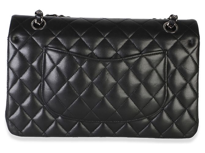 Borsa Chanel Medium Classic Double Flap in lambskin matelassé nera - vista 2