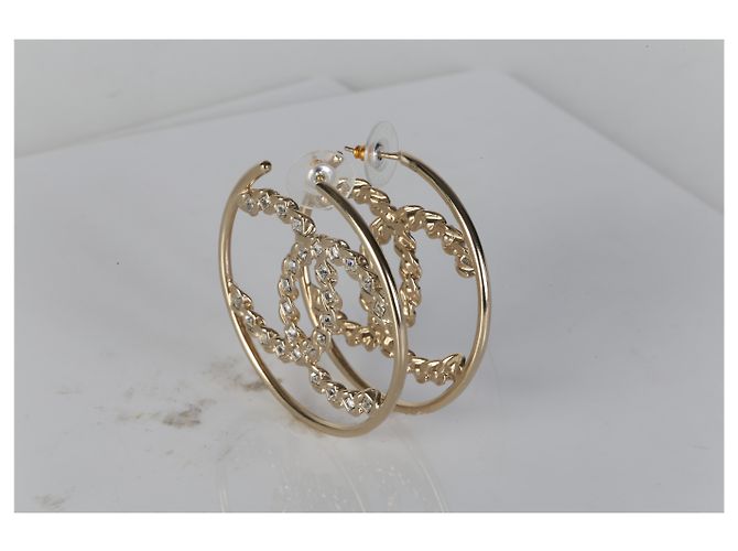 Orecchini a cerchio Chanel 2020 Large CC placcati oro - vista 6