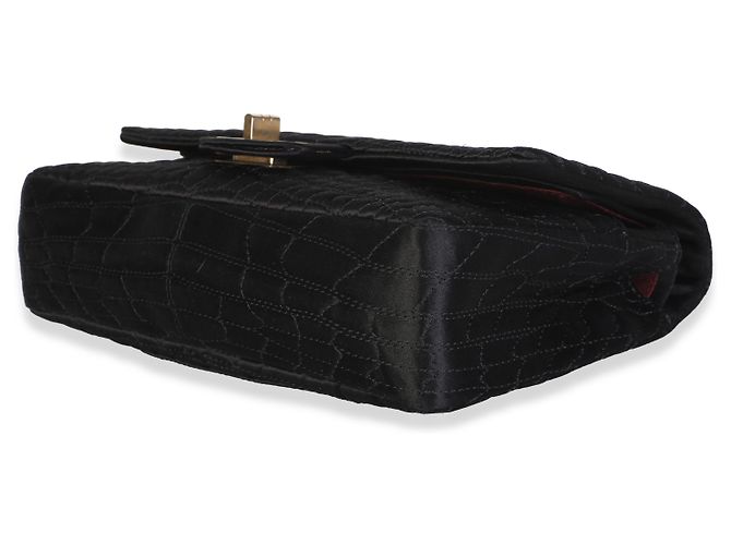 Borsa Chanel Medium Reissue 225 in raso croc nero - vista 6