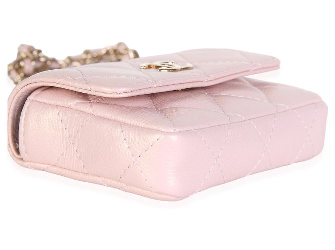 Tarjetero Chanel Pink Iridescent Caviar Pearl con cadena - vista 7