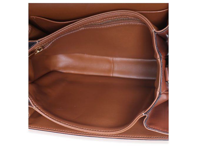 Céline Bolsa Triomphe Medium Celine em pele de vitelo natural e têxtil branco e tan - vista 5