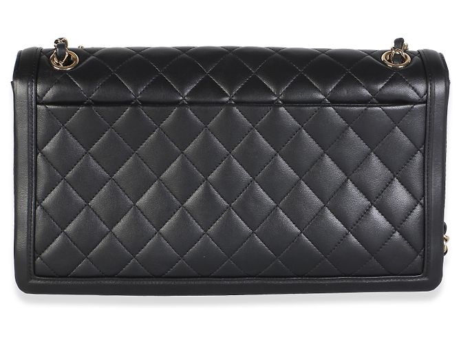 Borsa Chanel Jumbo Flap a 3 scomparti in pelle d'agnello matelassé nera - vista 2