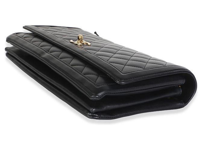 Borsa Chanel Jumbo Flap a 3 scomparti in pelle d'agnello matelassé nera - vista 6