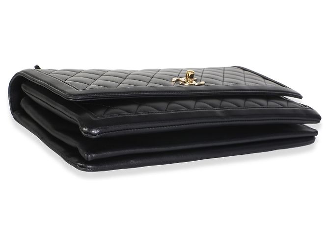 Borsa Chanel Jumbo Flap a 3 scomparti in pelle d'agnello matelassé nera - vista 7