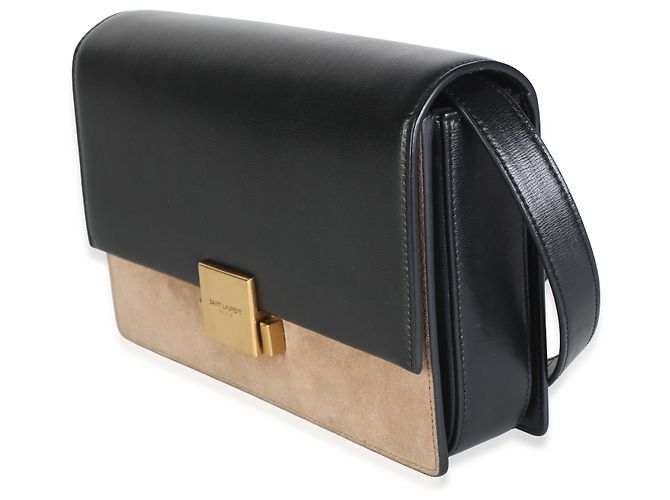 Autre Marque Borsa a patta Bellechasse Medium in pelle di vitello e camoscio nero e beige Saint Laurent - vista 3