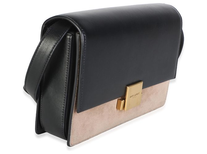 Autre Marque Borsa a patta Bellechasse Medium in pelle di vitello e camoscio nero e beige Saint Laurent - vista 4