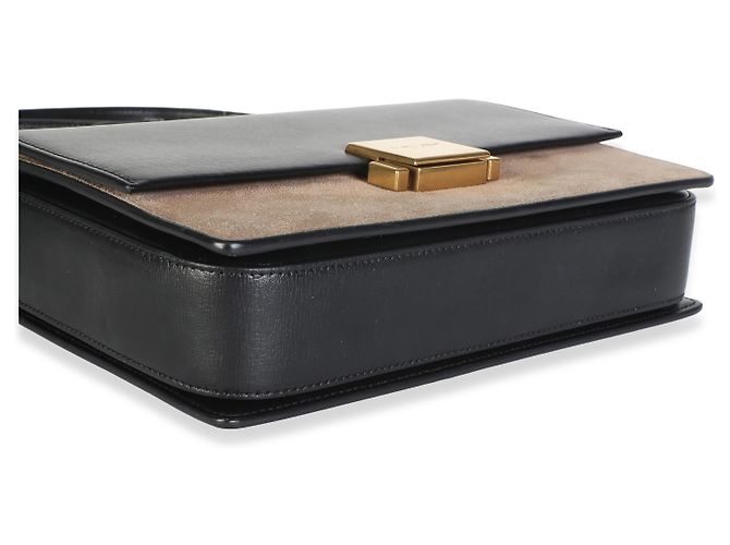 Autre Marque Borsa a patta Bellechasse Medium in pelle di vitello e camoscio nero e beige Saint Laurent - vista 7
