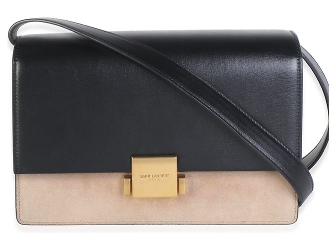 Autre Marque Borsa a patta Bellechasse Medium in pelle di vitello e camoscio nero e beige Saint Laurent - vista 8