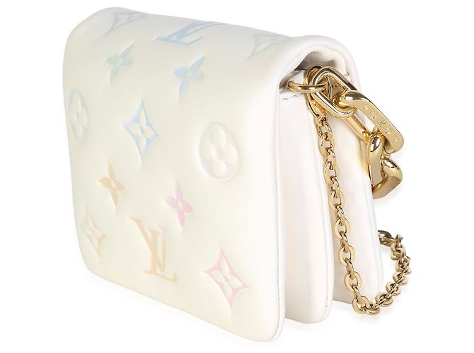 Louis Vuitton Coussin Gürtel aus Lambskin mit multicolor Gradient Embossed Monogramm in Creme - Ansicht 3