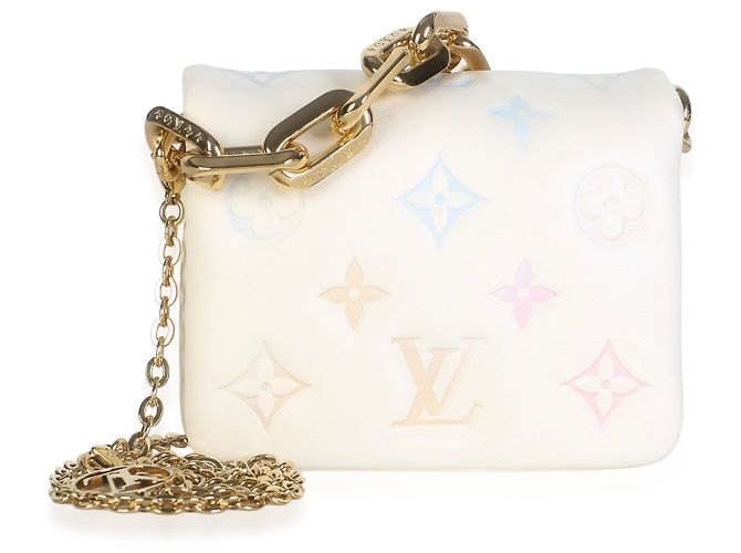 Louis Vuitton Coussin Gürtel aus Lambskin mit multicolor Gradient Embossed Monogramm in Creme - Ansicht 8