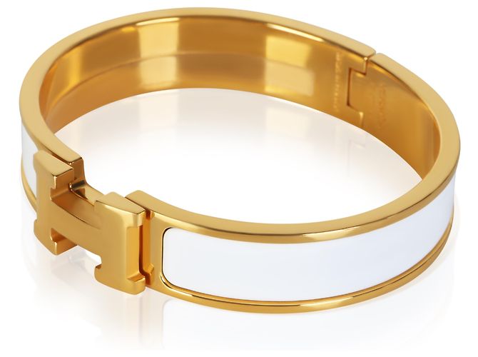 Bracciale Clic H In Blanc placcato oro Hermès - vista 3