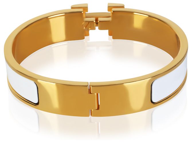 Bracciale Clic H In Blanc placcato oro Hermès - vista 4