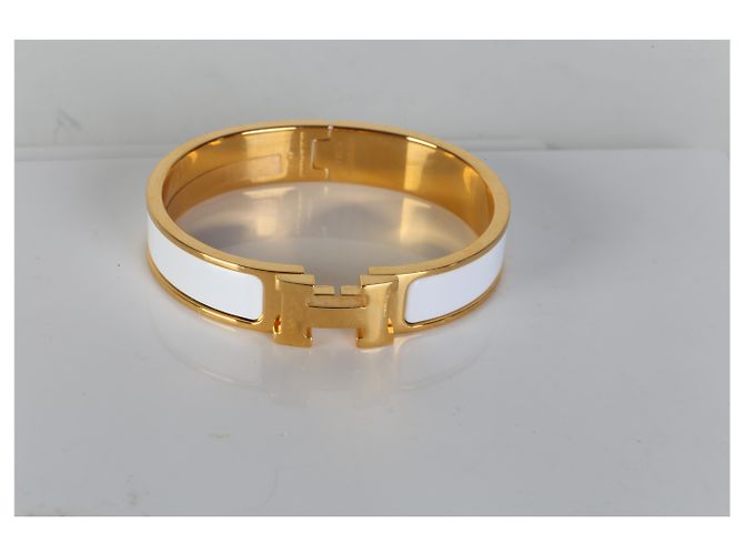 Bracciale Clic H In Blanc placcato oro Hermès - vista 5