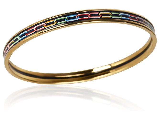 Bracciale in smalto extra stretto placcato oro Hermès - vista 2