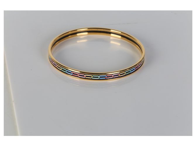 Bracciale in smalto extra stretto placcato oro Hermès - vista 5