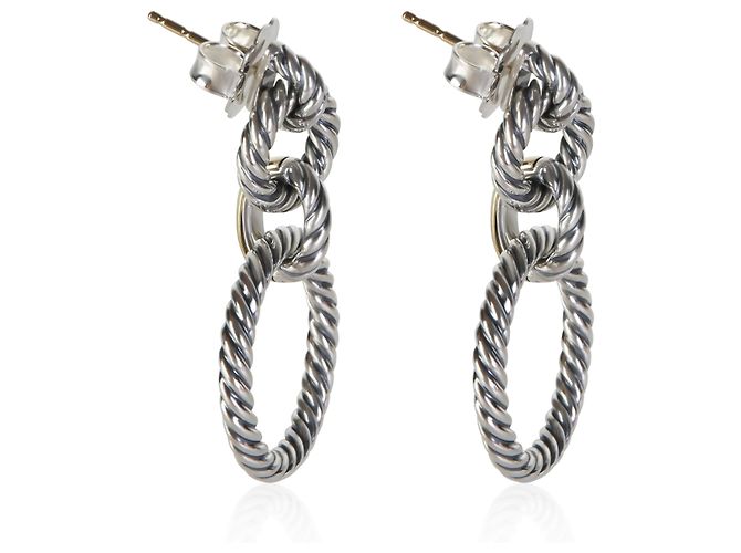 Orecchini a goccia Circle David Yurman in oro giallo e argento sterling - vista 3