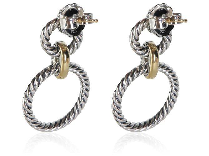 Orecchini a goccia Circle David Yurman in oro giallo e argento sterling - vista 4
