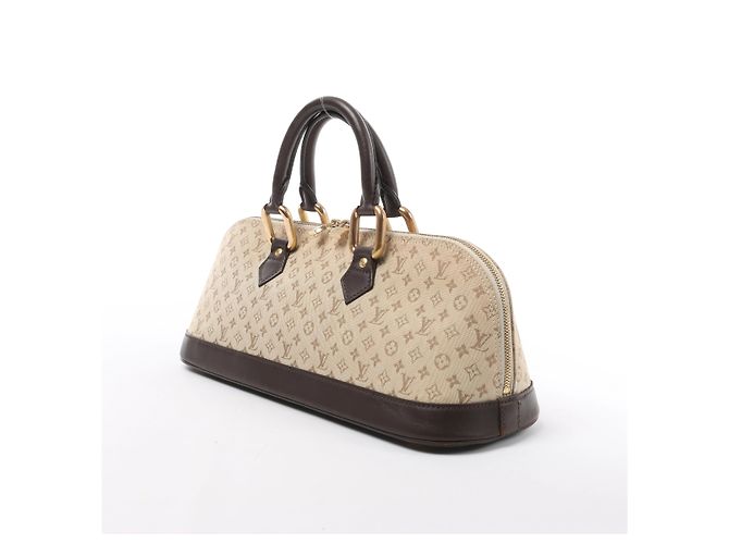 Borsa Louis Vuitton Alma Long Mini Lin in Beige x Brown - vista 2