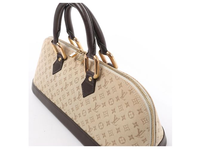 Borsa Louis Vuitton Alma Long Mini Lin in Beige x Brown - vista 3