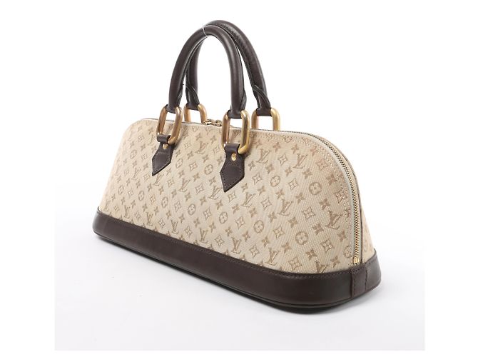 Borsa Louis Vuitton Alma Long Mini Lin in Beige x Brown - vista 4