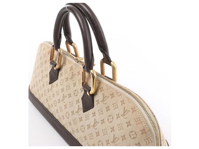 Borsa Louis Vuitton Alma Long Mini Lin in Beige x Brown - vista 5