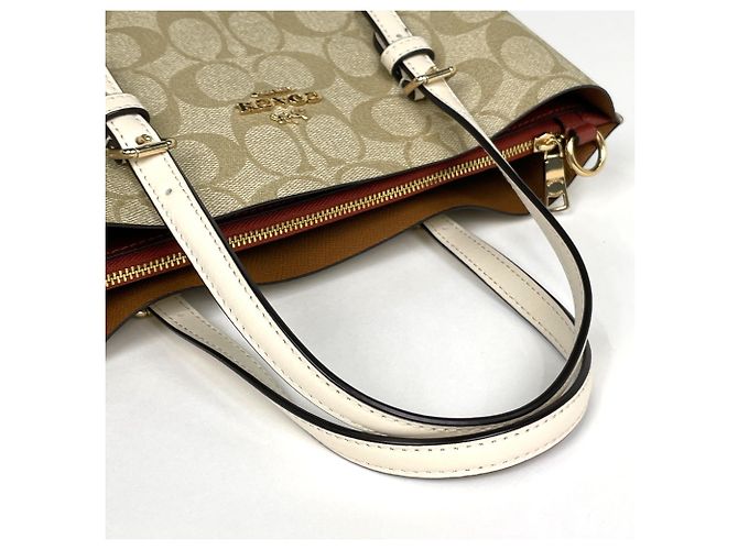 Borsa 2-Way Coach in Beige e Bianco - vista 4