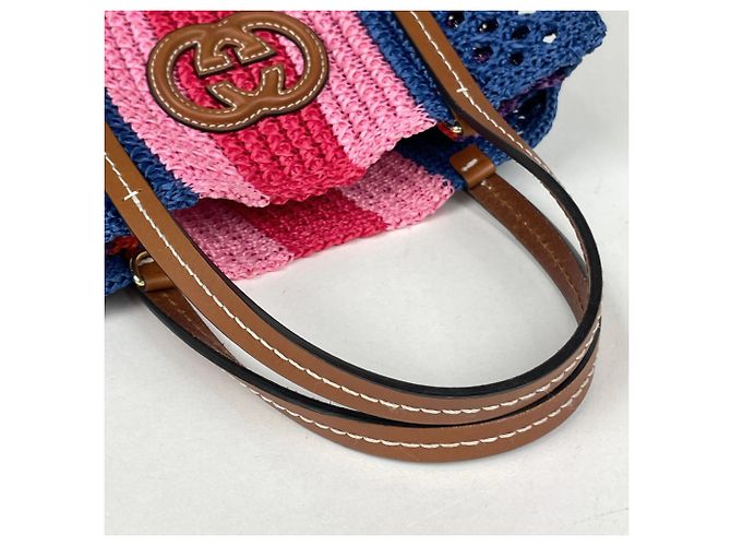 mala Gucci Interlocking G em ráfia - vista 6